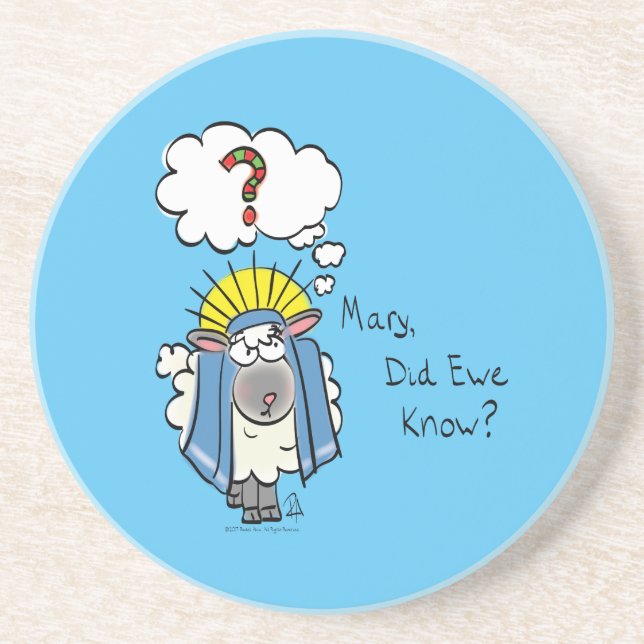 Funny Christian Christmas Cute Sheep Cartoon Coaster (Front)