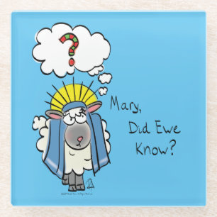 Funny Christian Christmas Cute Sheep Cartoon Glass Coaster