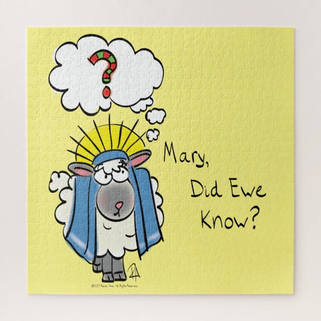 Funny Christian Christmas Cute Sheep Cartoon Jigsaw Puzzle (Vertical)