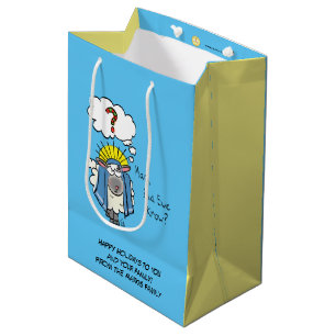 Funny Christian Christmas Cute Sheep Cartoon Medium Gift Bag