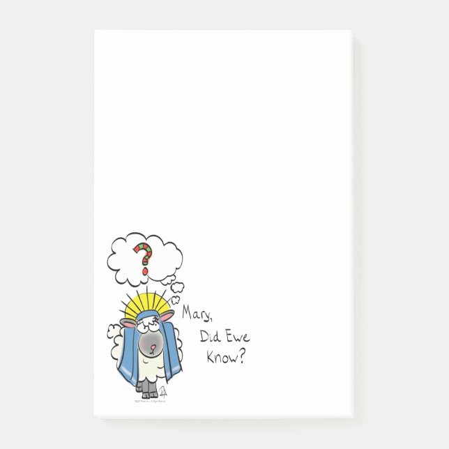 Funny Christian Christmas Cute Sheep Cartoon Post-it Notes (Front)