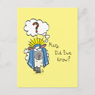 Funny Christian Christmas Cute Sheep Cartoon Postcard