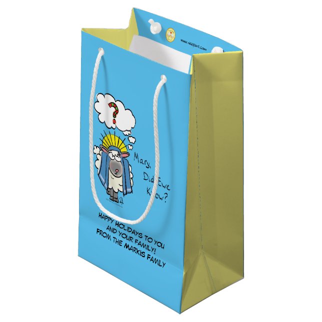 Funny Christian Christmas Cute Sheep Cartoon Small Gift Bag (Front Angled)