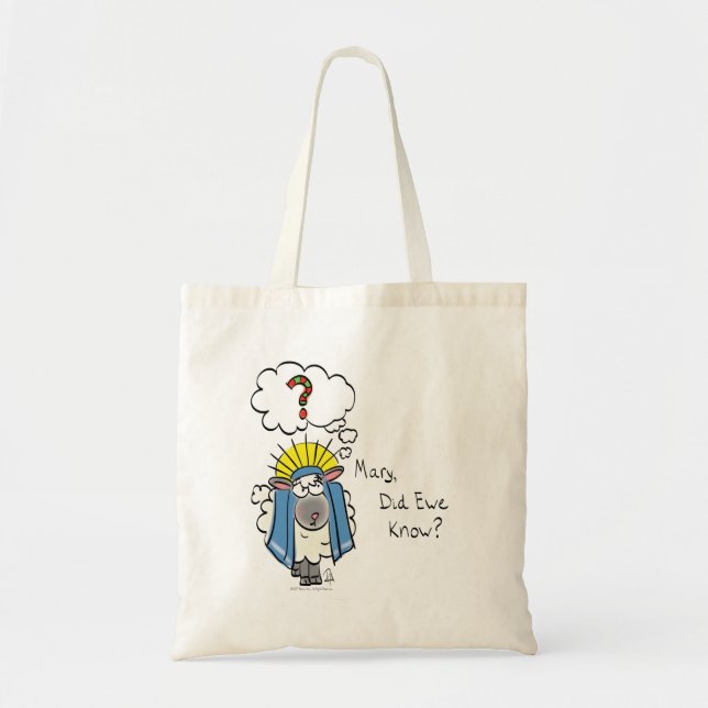 Funny Christian Christmas Cute Sheep Cartoon Tote Bag (Front)