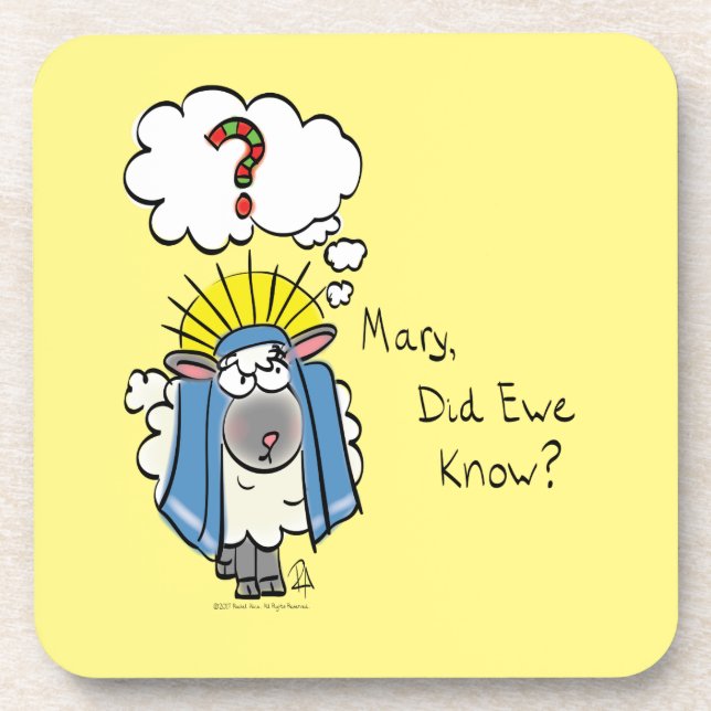 Funny Christian Christmas Cute Sheep Coaster (Front)