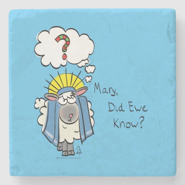 Funny Christian Christmas Cute Sheep Stone Coaster (Front)