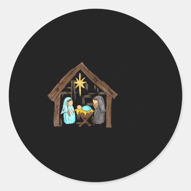 Funny Christian Christmas Jesus Oh Come Let Us Ado Classic Round Sticker (Front)