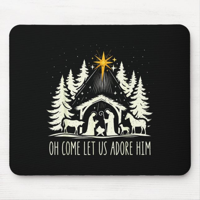 Funny Christian Christmas Jesus Oh Come Let Us Ado Mouse Pad (Front)