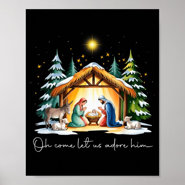 Funny Christian Christmas Jesus Oh Come Let Us Ado Poster (Front)