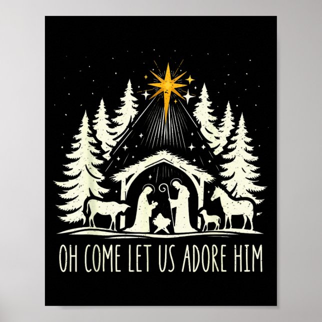 Funny Christian Christmas Jesus Oh Come Let Us Ado Poster (Front)