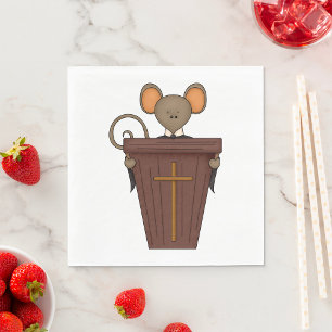Funny Christian Church Mouse Character Napkin