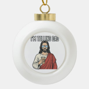 Funny Christian Dad Quote Vintage Ceramic Ball Christmas Ornament