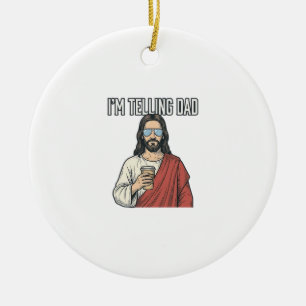 Funny Christian Dad Quote Vintage Ceramic Ornament