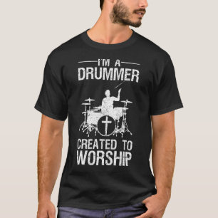 Funny Christian Drummer Art For Men Women Drum Pla T-Shirt