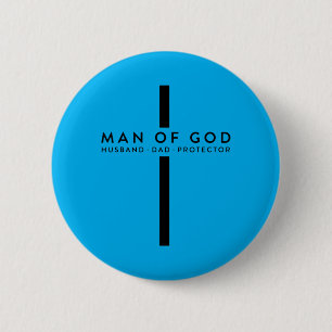Funny Christian Fathers Day Man Of God Husband Dad 6 Cm Round Badge