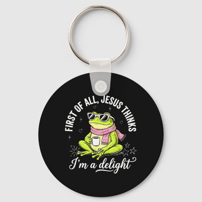 Funny Christian Frog First Of Jesus Thinks A Key Ring (Front)