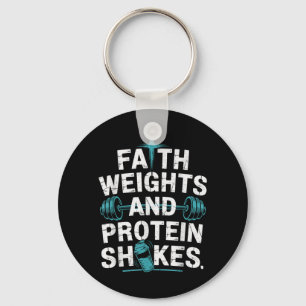 Funny Christian Gym Faith Weight Protein Shakes Key Ring