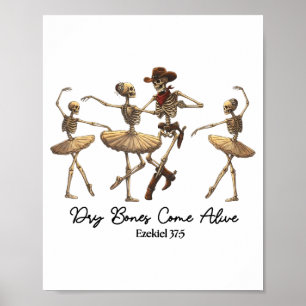 Funny Christian Halloween Ballet Cowboy Skeleton P Poster