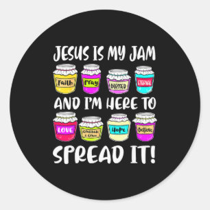 Funny Christian Jesus Is My Jam Here To Spread Bib Classic Round Sticker