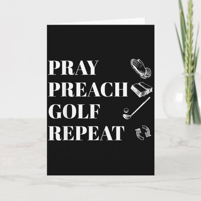 Funny Christian Pray Preach Golf Repeat Pastor Min Card (Front)