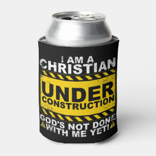Funny Christian Under Construction Gift Catholic M Can Cooler