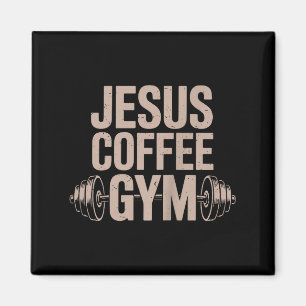 Funny Christian Workout Jesus Coffee Gym Barbell C Magnet