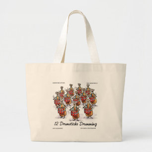 Funny Christmas 12 Drumsticks Drumming Gifts & Tee Large Tote Bag