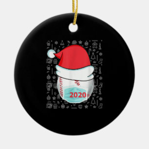 Funny Christmas 2020 Baseball Santa Hat Ceramic Ornament