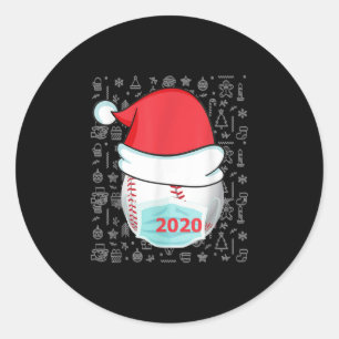 Funny Christmas 2020 Baseball Santa Hat Classic Round Sticker