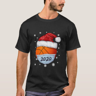 Funny Christmas 2020 Basketball Santa Hat Wearing T-Shirt