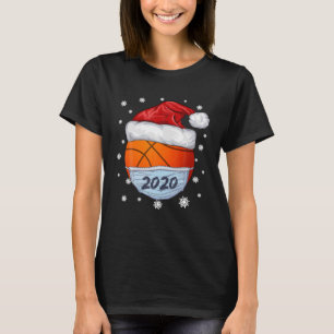 Funny Christmas 2020 Basketball Santa Hat Wearing T-Shirt
