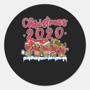 Funny Christmas 2020 Otters Face Mask Otter Long Classic Round Sticker