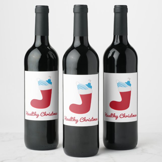 Funny Christmas 2020 Red stocking Wine Label (Bottles)