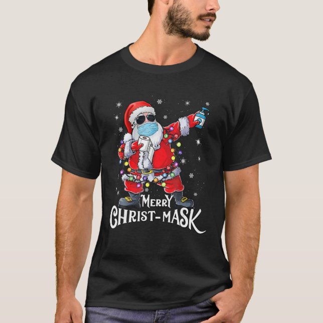 Funny Christmas 2020 Santa Dabbing Wearing Mask Gi T-Shirt (Front)