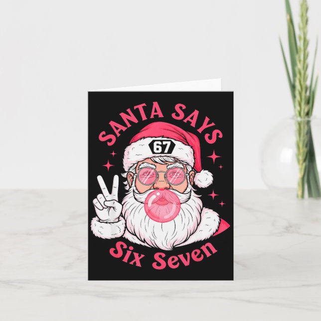 Funny Christmas 67 Meme Brain Rot Santa Claus Xmas Card (Front)