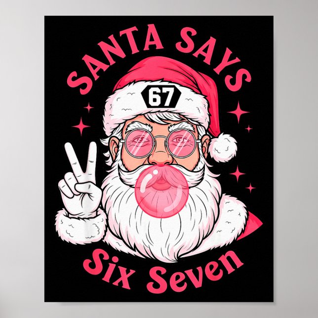 Funny Christmas 67 Meme Brain Rot Santa Claus Xmas Poster (Front)