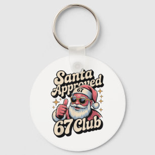 Funny Christmas 67 Meme - Retro Santa Approved 67  Key Ring