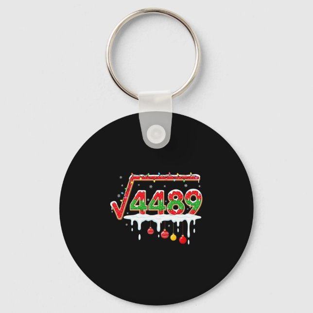 Funny Christmas 67 Meme Square Root 4489 Slang Mat Key Ring (Front)