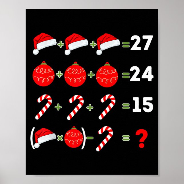 Funny Christmas 6 7 Puzzle Santa Hat Ornament Cand Poster (Front)