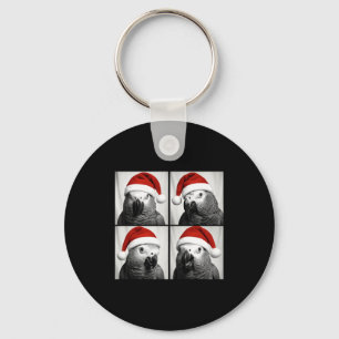 Funny Christmas African G Parrot Santa Photo Booth Key Ring