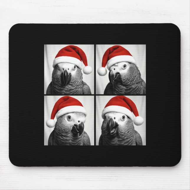 Funny Christmas African G Parrot Santa Photo Booth Mouse Pad (Front)