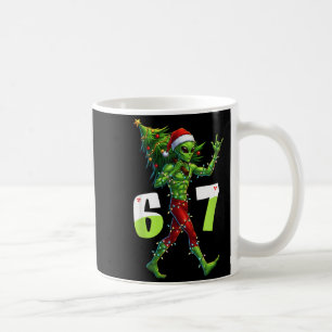 Funny Christmas Alien Six Seven Meme 67 Santa Hat  Coffee Mug