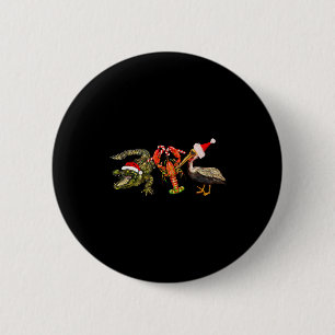 Funny Christmas Alligator Pelican Crawfish Holiday 6 Cm Round Badge
