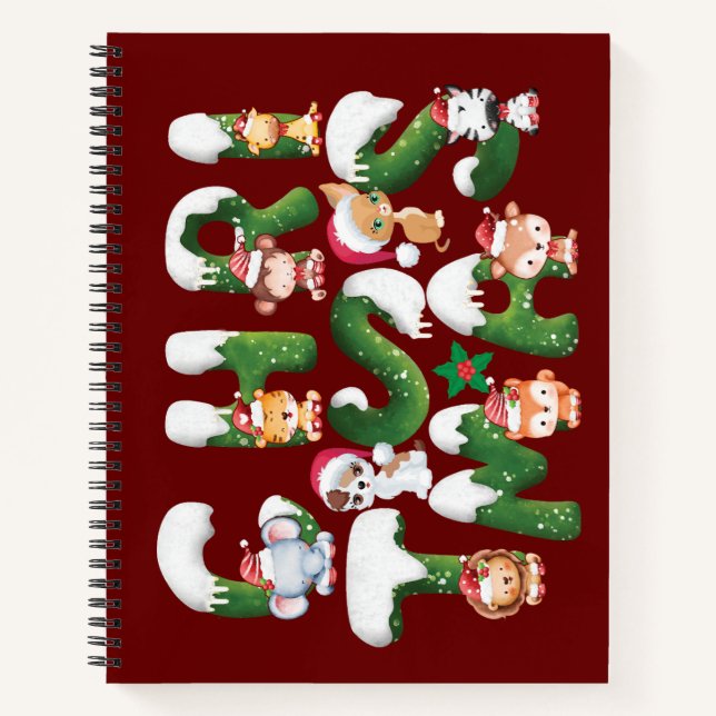 Funny Christmas Alphabet With wild Animal   Notebook (Front)