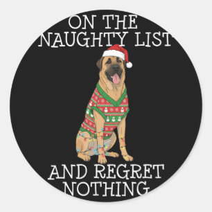 Funny Christmas Anatolian Shepherd Dog Naughty Lis Classic Round Sticker