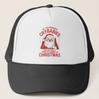 Funny Christmas Anti Woke Santa Claus Trucker Hat