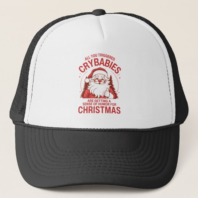 Funny Christmas Anti Woke Santa Claus Trucker Hat (Front)