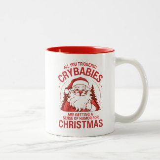 Funny Christmas Anti Woke Santa Claus Two-Tone Coffee Mug