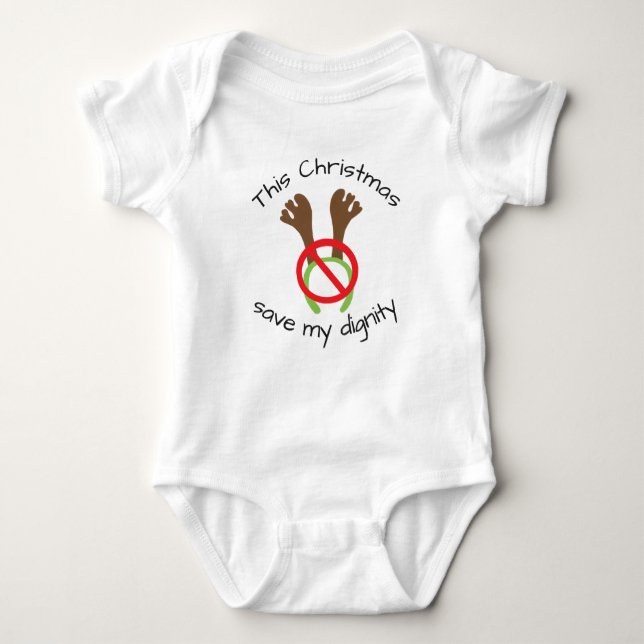 Funny Christmas Antler Protest Baby Bodysuit (Front)