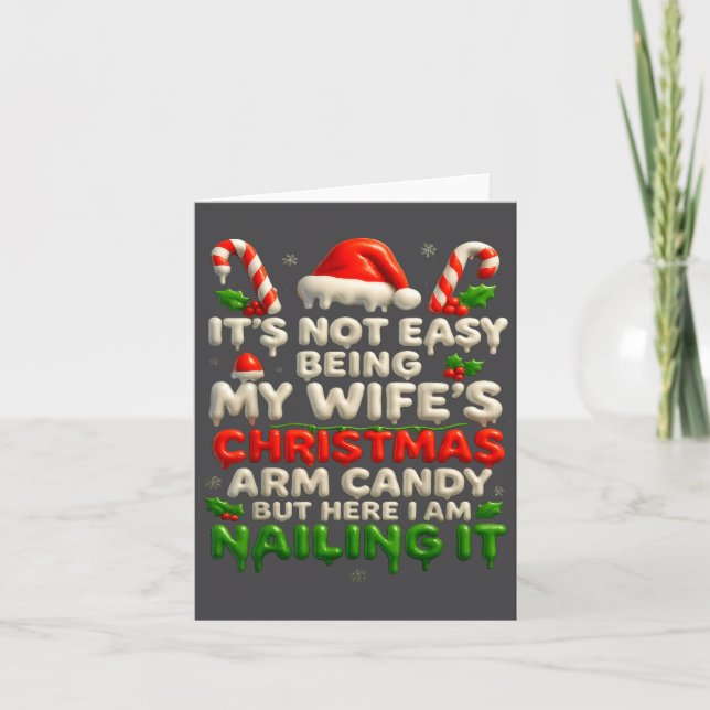 Funny Christmas Arm Candy Husband Holiday Couple H Card (Front)
